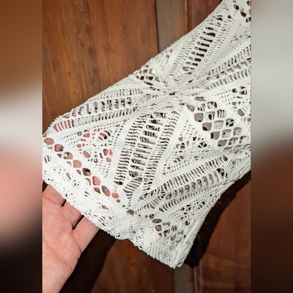 Sheer Crochet Lace Dress Mini Tunic Cover-up White Swimsuit 🤍 Beach - Picture 4 of 11